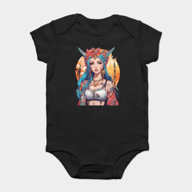 Dark Melodies Secret Life Emo Goth Anime Girl Baby Bodysuit by animegirlnft